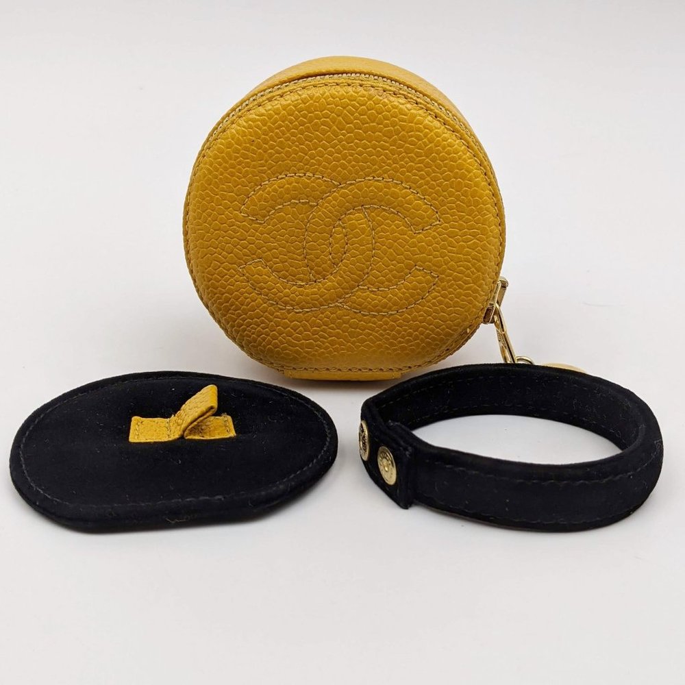 SOLD Chanel Yellow Leather Round Jewelry Case - Picture 7 of 7